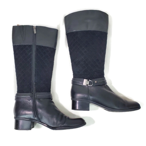 Bandolino BDClassieWomen's Black Tall Side Zip Quilted Riding Boot Size 9.5 - Picture 4 of 15